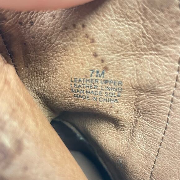 Gianni Bini | SZ 7 Beige Grey Leather Block Heel Mid Calf Heeled Boot Booties - Picture 9 of 10